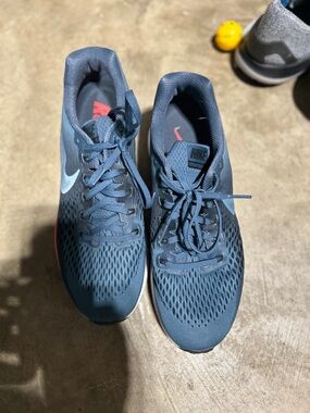 Nike Blue zoom air Pegasus  34 Mesh Running Shoes with White Swoosh